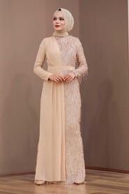  Luxorious Salmon Pink Islamic Wedding Dress 34291SMN - 1