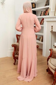  Luxury Salmon Pink Islamic Clothing Prom Dress 36030SMN - 2