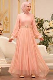  Luxury Salmon Pink Muslim Prom Dress 4674SMN - 1