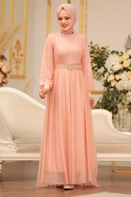  Luxury Salmon Pink Muslim Prom Dress 4674SMN - 2