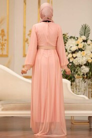  Luxury Salmon Pink Muslim Prom Dress 4674SMN - 4