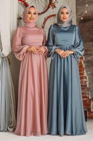  Elegant Salmon Pink Islamic Clothing Evening Gown 5215SMN - 3