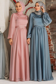  Elegant Salmon Pink Islamic Clothing Evening Gown 5215SMN - 6