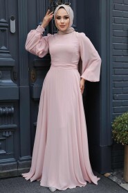 Plus Size Salmon Pink Hijab Engagement Dress 5470SMN - 3