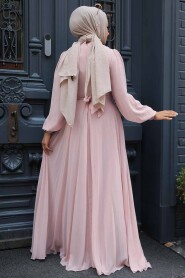  Plus Size Salmon Pink Hijab Engagement Dress 5470SMN - 4