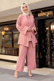 Salmon Pink Hijab Suit Dress 1104SMN - 4