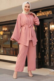 Salmon Pink Hijab Suit Dress 1104SMN - 1