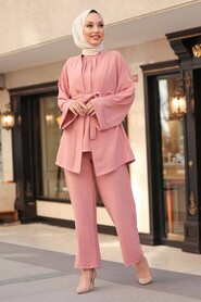 Salmon Pink Hijab Suit Dress 1104SMN - 5