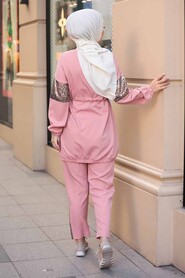 Salmon Pink Hijab Suit Dress 1163SMN - 5