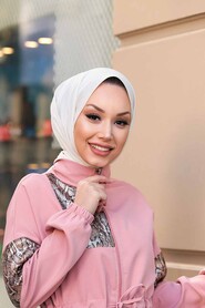 Salmon Pink Hijab Suit Dress 1163SMN - 3