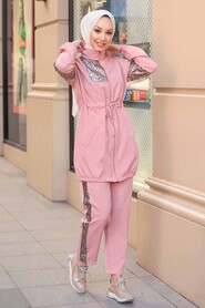 Salmon Pink Hijab Suit Dress 1163SMN - 4
