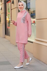 Salmon Pink Hijab Suit Dress 12112SMN - 1
