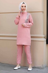 Salmon Pink Hijab Suit Dress 12112SMN - 3