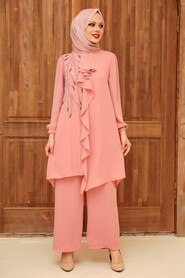 Salmon Pink Hijab Suit Dress 12510SMN - 1