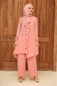 Salmon Pink Hijab Suit Dress 12510SMN - 2