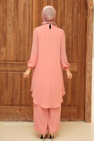 Salmon Pink Hijab Suit Dress 12510SMN - 3