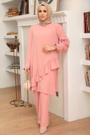 Salmon Pink Hijab Suit Dress 13101SMN - 1