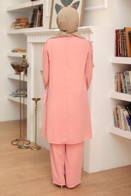 Salmon Pink Hijab Suit Dress 13101SMN - 3