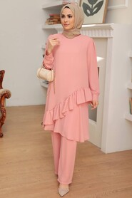 Salmon Pink Hijab Suit Dress 13101SMN - 2