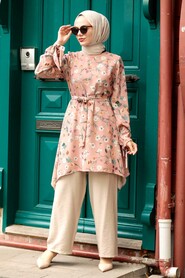 Salmon Pink Hijab Suit Dress 51850SMN - 1