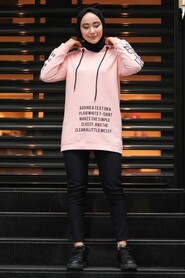 Salmon Pink Hijab Sweatshirt 7582SMN - 1