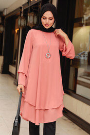 Salmon Pink Hijab Tunic 2443SMN - 2