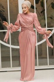 Salmon Pink Modest Gown 47261SMN - 1