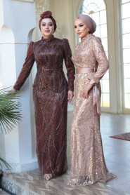 Salmon Pink Modest Gown 4791SMN - 5