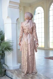 Salmon Pink Modest Gown 4791SMN - 7