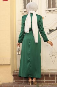 Satin Green Muslim Bridal Dress 5940Y - 3