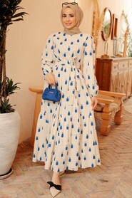Sax Blue Hijab Dress 2319SX - 1