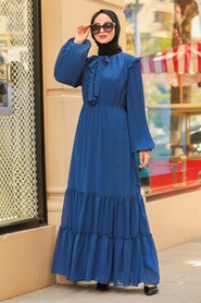 Sax Blue Hijab Dress 2409SX - 1