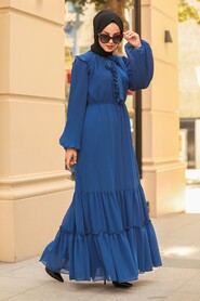 Sax Blue Hijab Dress 2409SX - 2