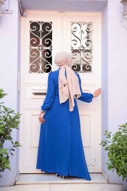 Sax Blue Hijab Dress 2703SX - 4