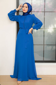 Sax Blue Hijab Dress 2703SX - 2
