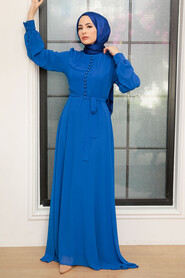 Sax Blue Hijab Dress 2703SX - 1
