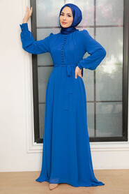 Sax Blue Hijab Dress 2703SX - 6