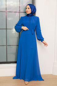 Sax Blue Hijab Dress 2703SX - 5