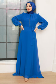 Sax Blue Hijab Dress 2703SX - 4