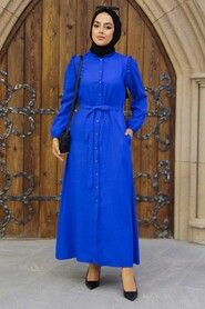 Sax Blue Hijab Dress 3436SX - 1