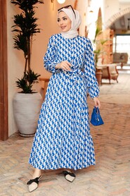 Sax Blue Hijab Dress 57221SX - 1