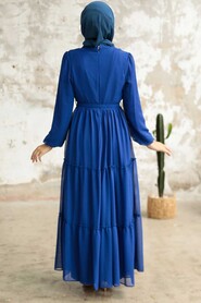 Sax Blue Hijab Dress 57250SX - 3