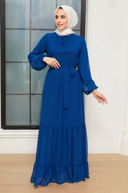 Sax Blue Hijab Dress 5726SX - 3