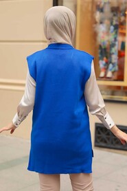 Sax Blue Hijab Knitwear Sweater 25321SX - 2