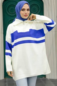 Sax Blue Hijab Knitwear Tunic 26961SX - 1