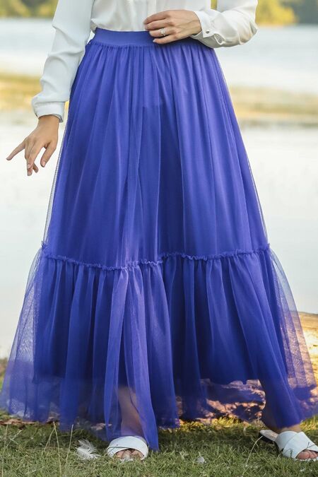 Sax Blue Hijab Skirt 18580SX - NEVA STYLE