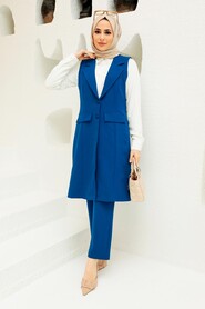 Sax Blue Hijab Suit Dress 5682SX - NEVA STYLE