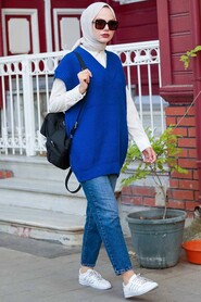 Sax Blue Hijab Sweater 4786SX - Thumbnail