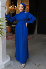 Sax Blue Modest Prom Dress 25681SX - 1