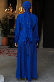 Sax Blue Modest Prom Dress 25681SX - 4